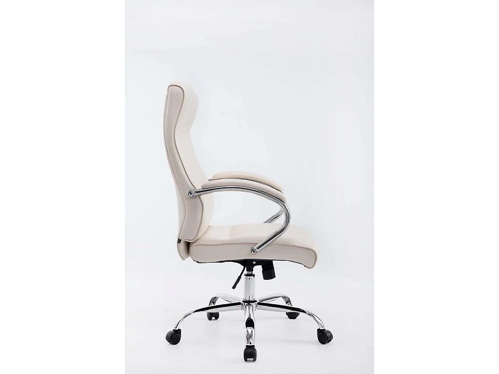 Chaise de bureau - Similicuir & Métal chromé - Crème - Big Lausanne