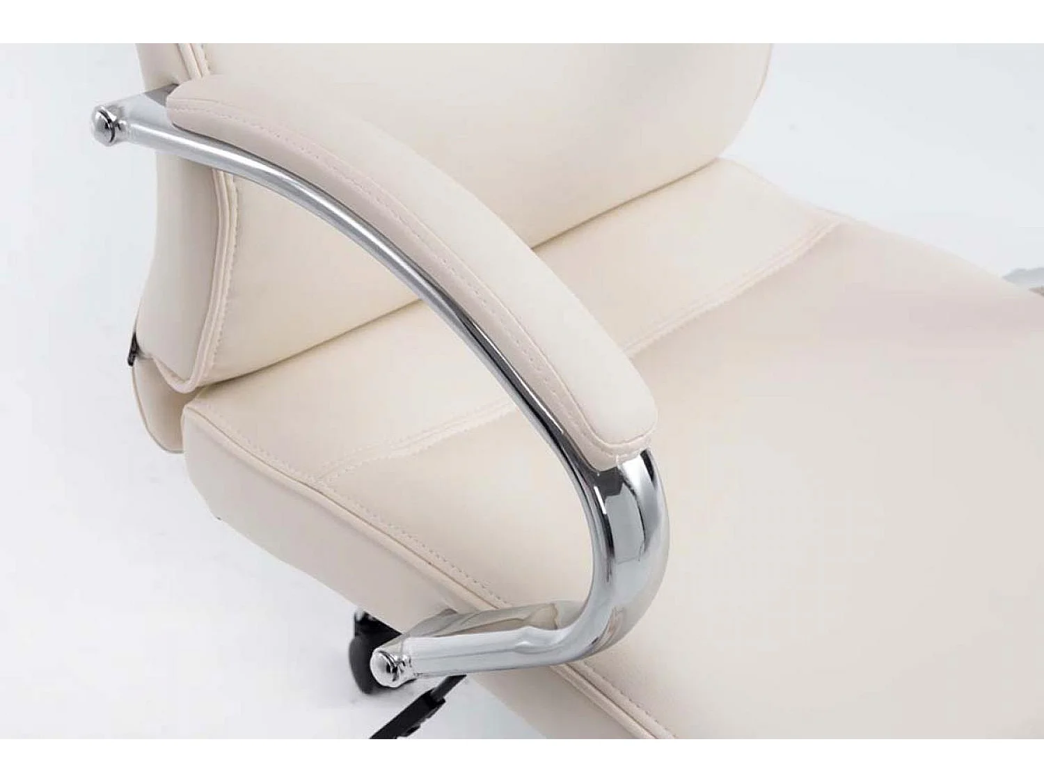 Chaise de bureau - Similicuir & Métal chromé - Crème - Big Lausanne