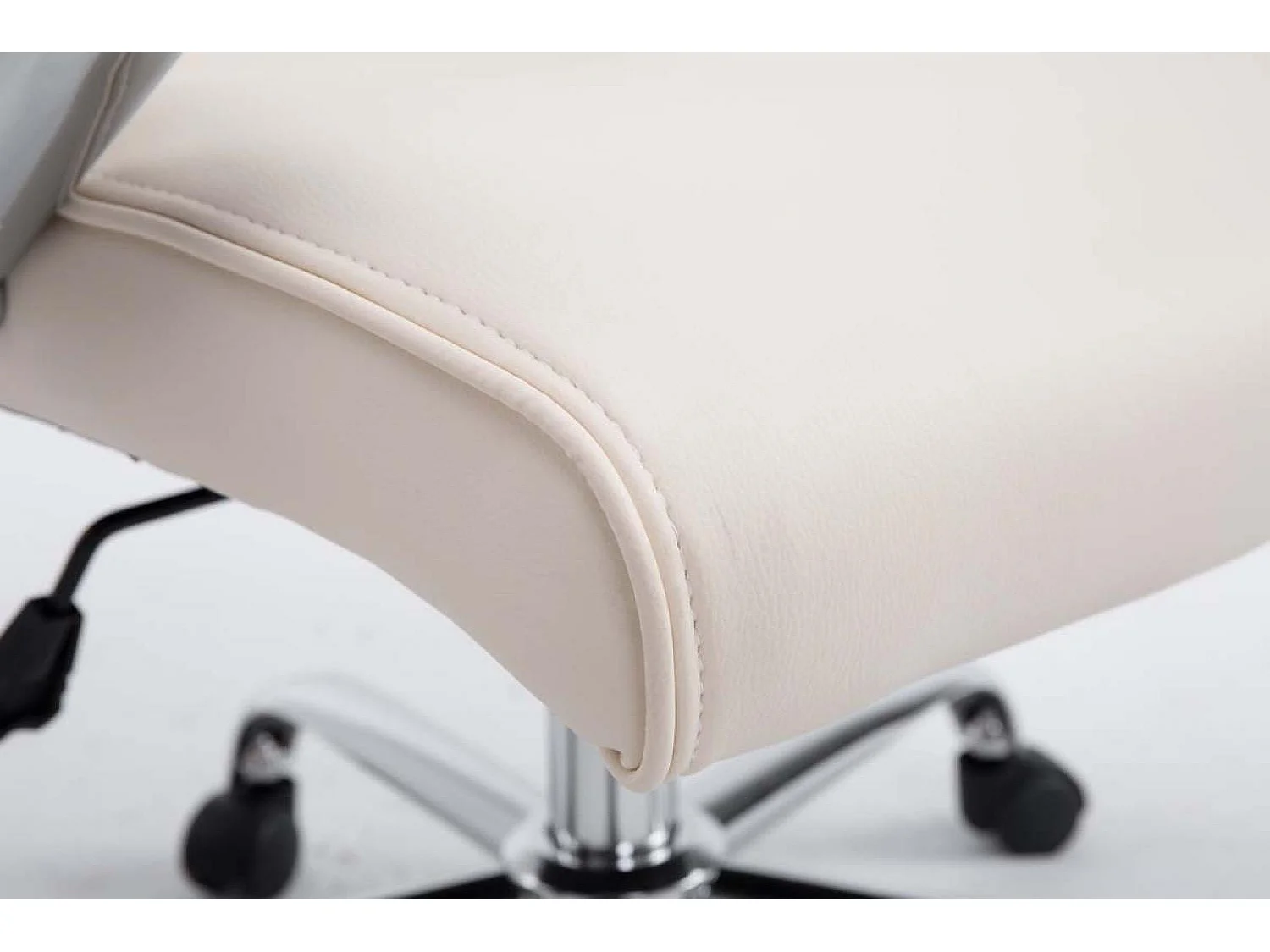 Chaise de bureau - Similicuir & Métal chromé - Crème - Big Lausanne