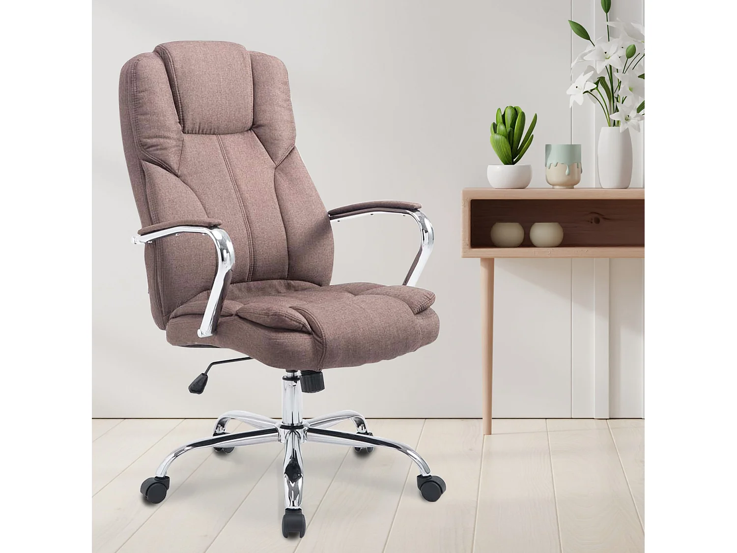 Chaise de bureau - Tissu & Blanc - Marron - XXL Xanthos