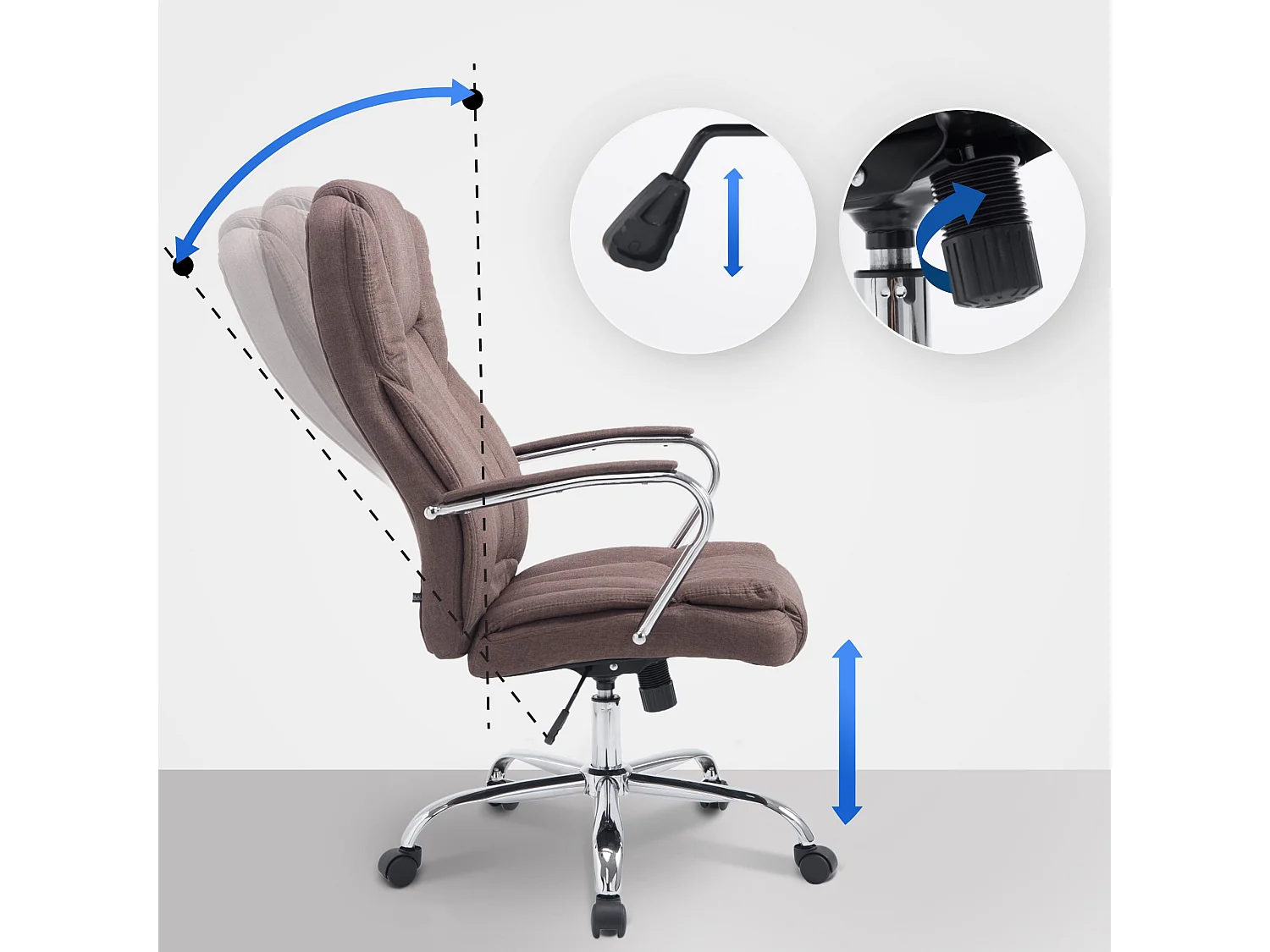 Chaise de bureau - Tissu & Blanc - Marron - XXL Xanthos