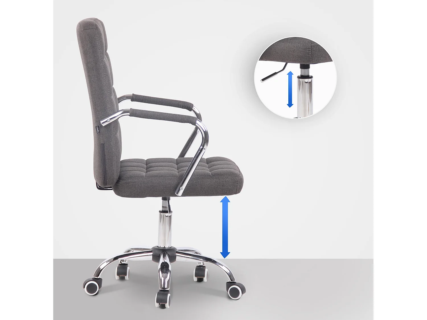 Sedia da ufficio - Tessuto & Metallo in look cromato - grigio scuro - Terni