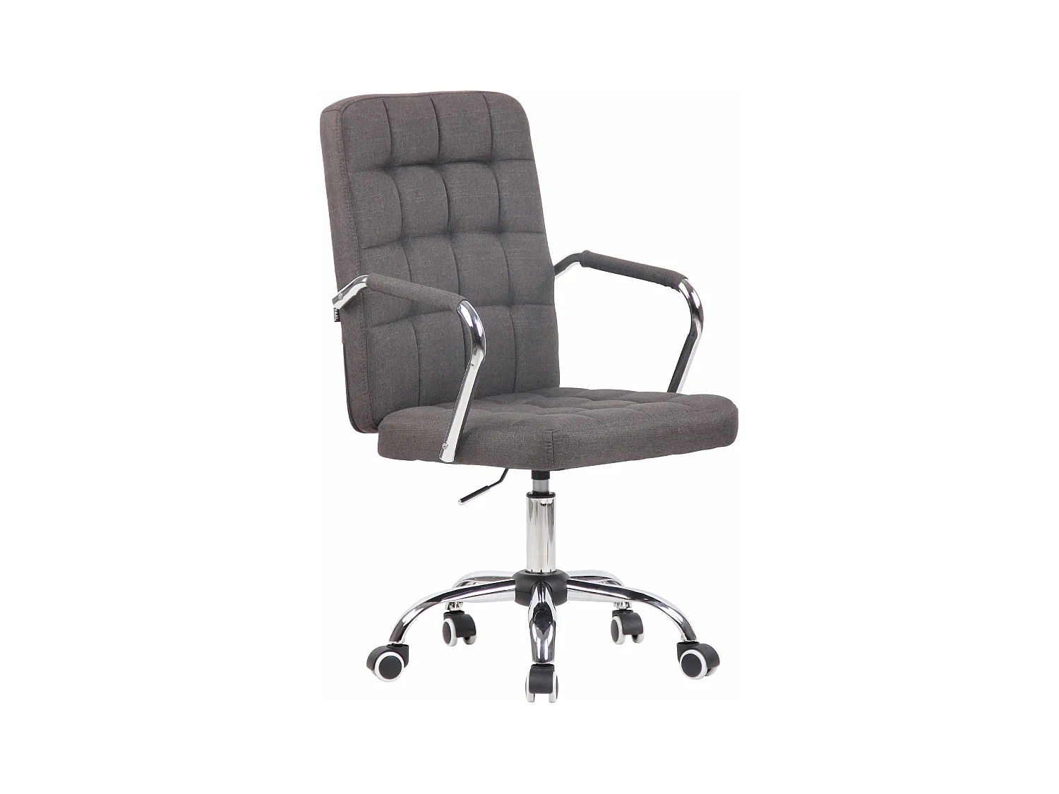 Chaise de bureau - Tissu & Métal chromé - Gris foncé - Terni
