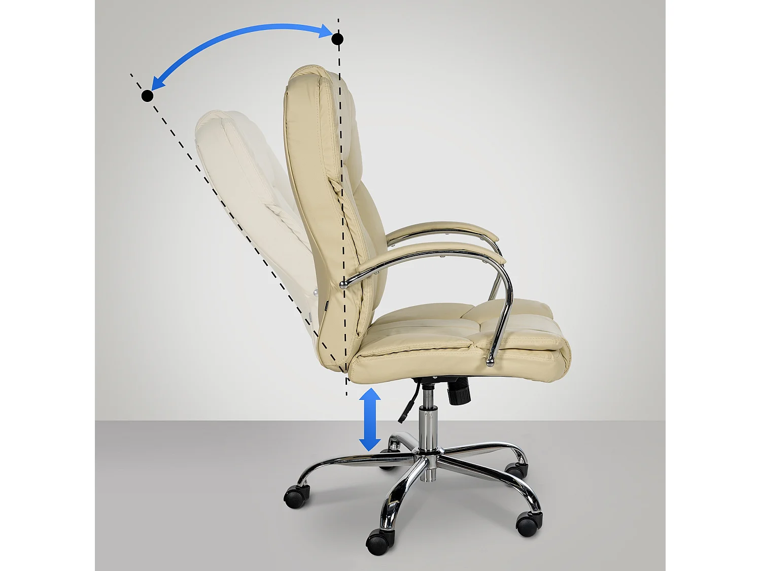 Chaise de bureau - Similicuir & Acier inoxydable - Crème - XXL Xanthos