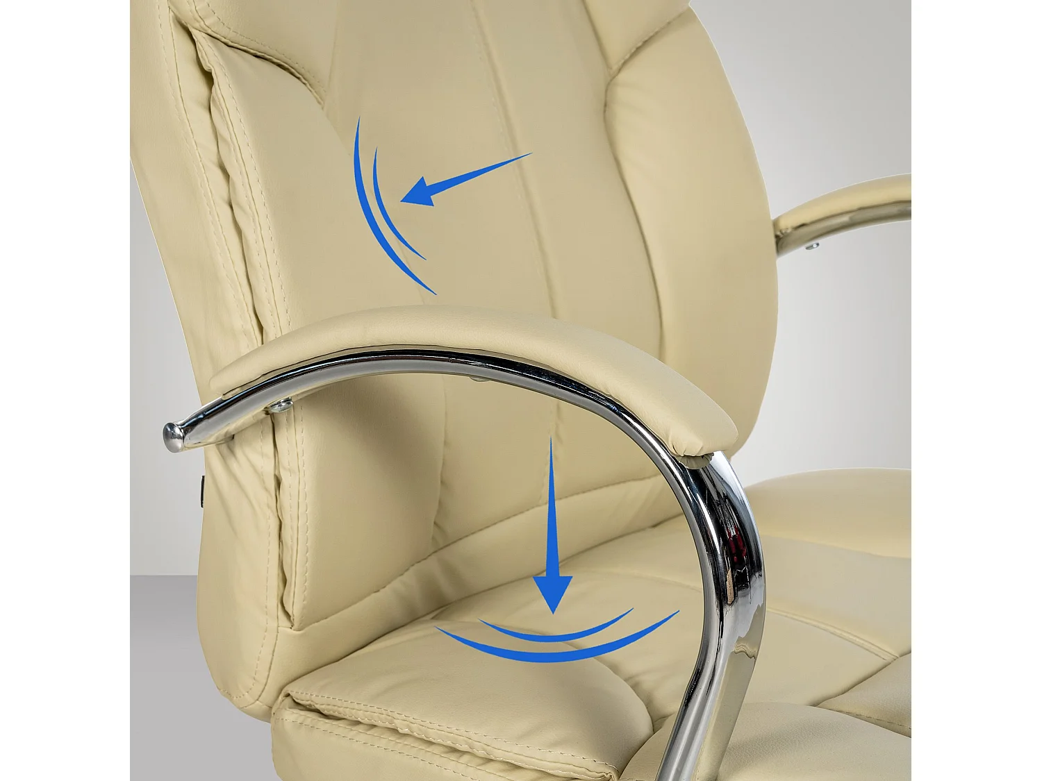 Chaise de bureau - Similicuir & Acier inoxydable - Crème - XXL Xanthos