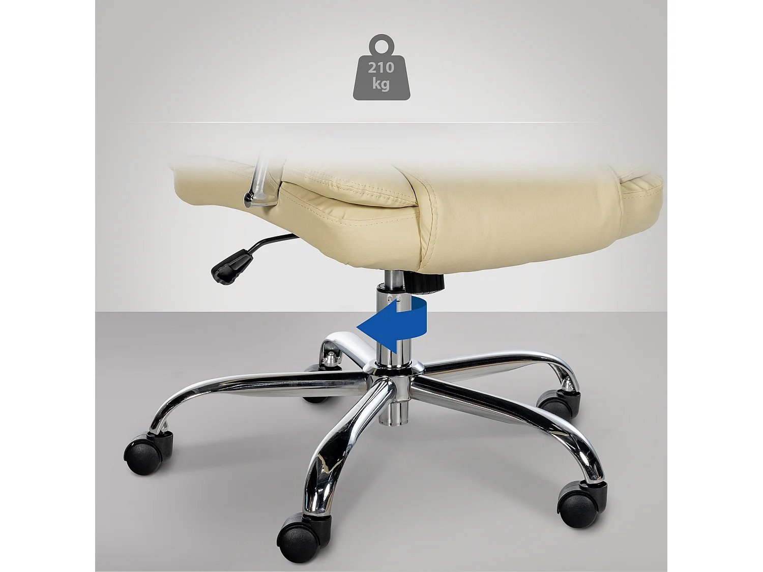 Chaise de bureau - Similicuir & Acier inoxydable - Crème - XXL Xanthos