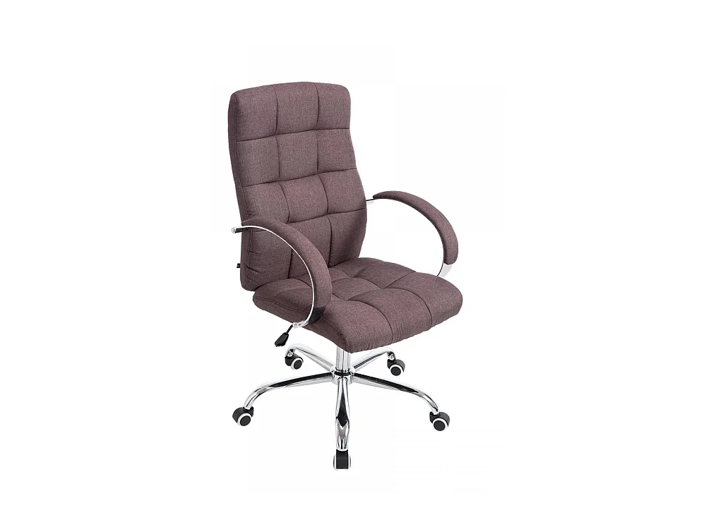 Chaise de bureau - Tissu & Métal chromé - Marron - Mikos