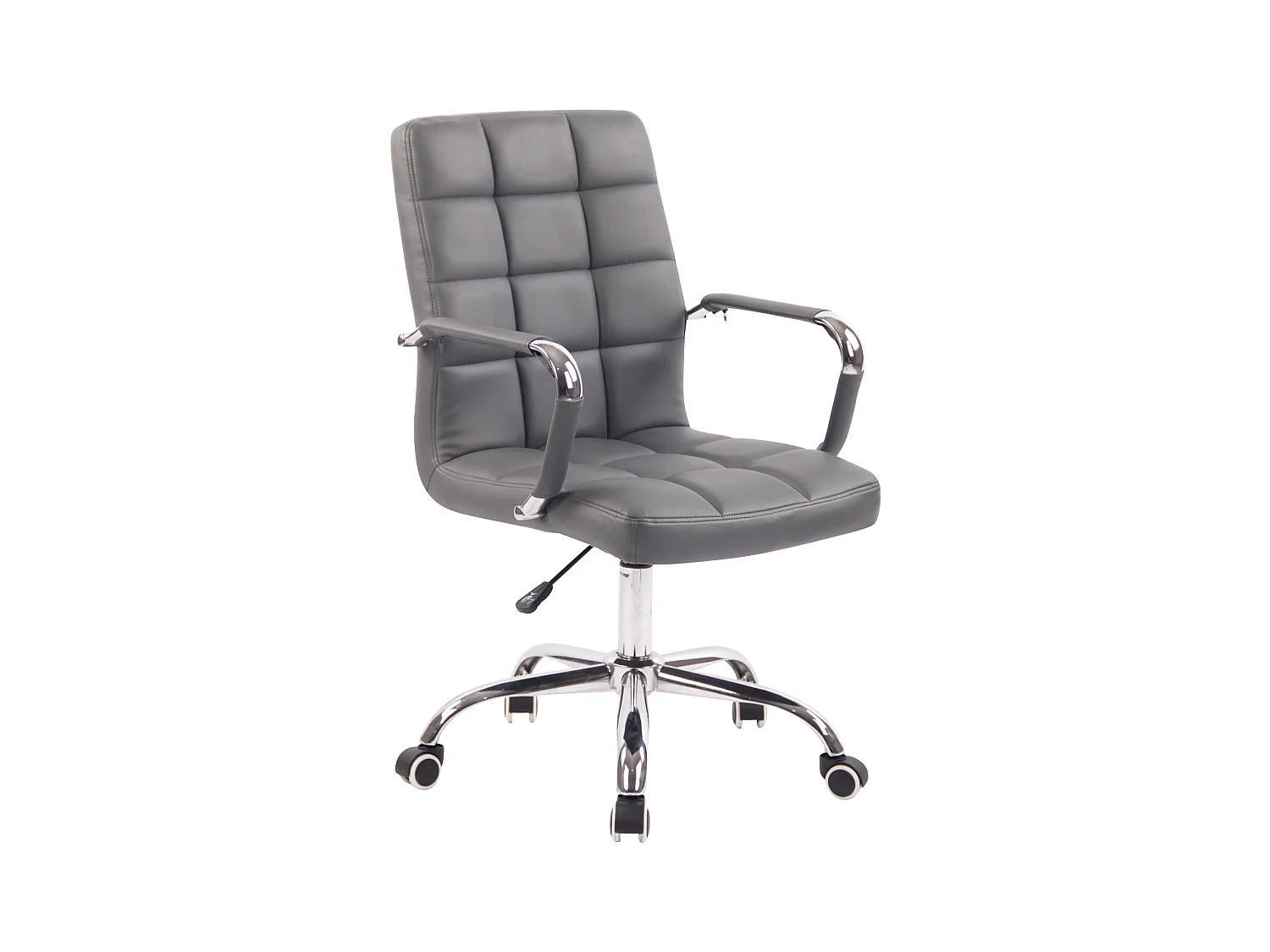 Chaise de bureau - Similicuir & Métal chromé - Gris - Deli