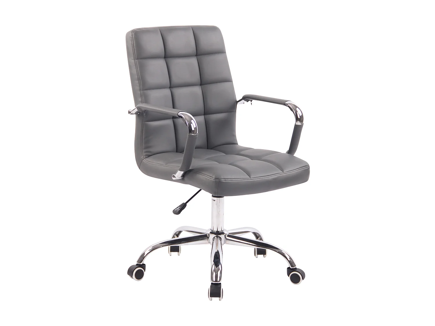 Chaise de bureau - Similicuir & Métal chromé - Gris - Deli