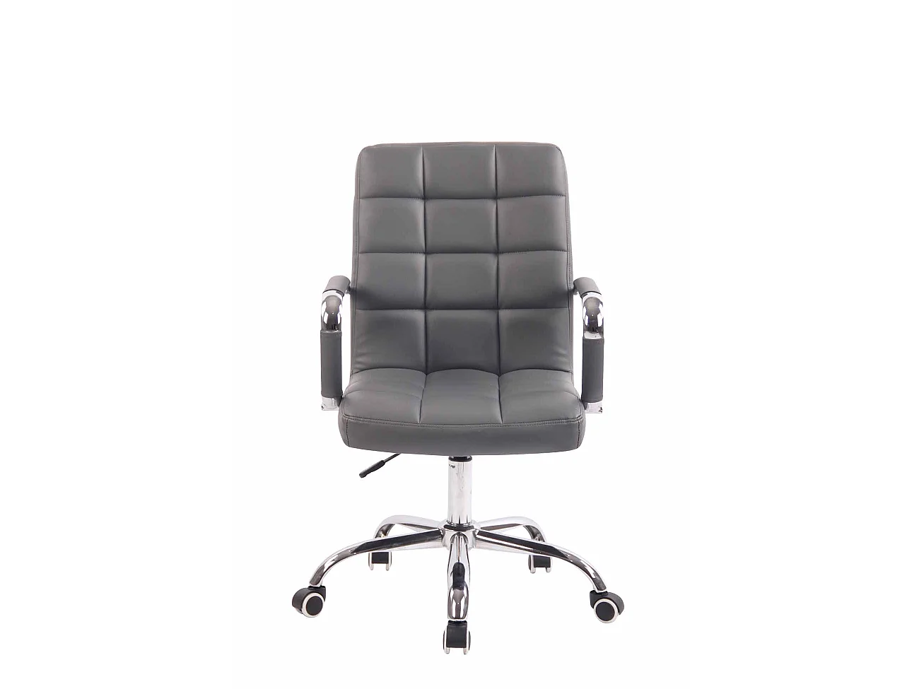 Chaise de bureau - Similicuir & Métal chromé - Gris - Deli