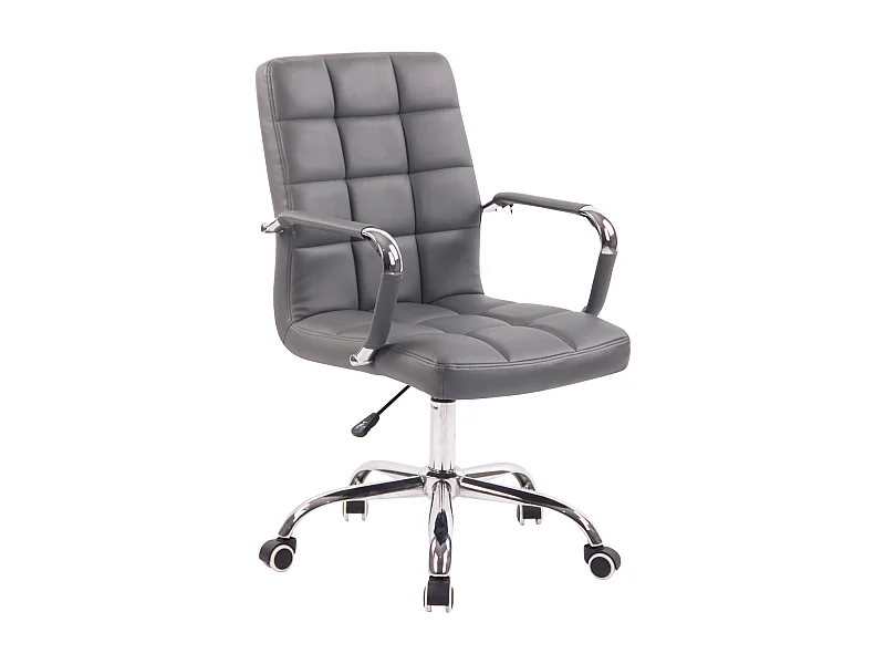 Chaise de bureau - Similicuir & Métal chromé - Gris - Deli