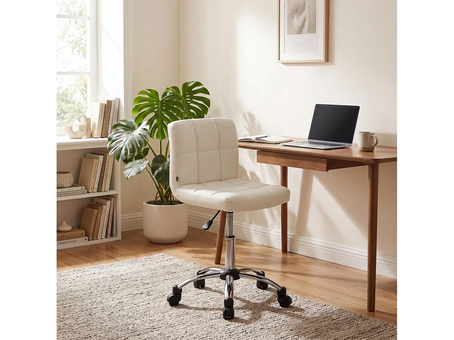 Chaise de bureau - Similicuir - Blanc - Medica