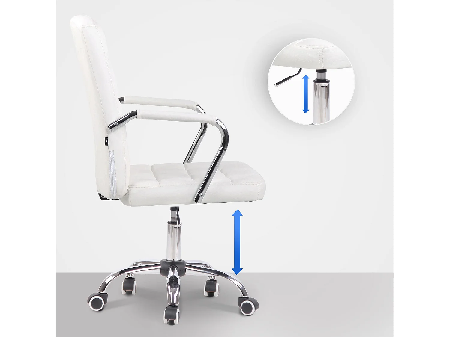 Bürostuhl - Kunstleder & Metall in Chromoptik - weiß - Terni