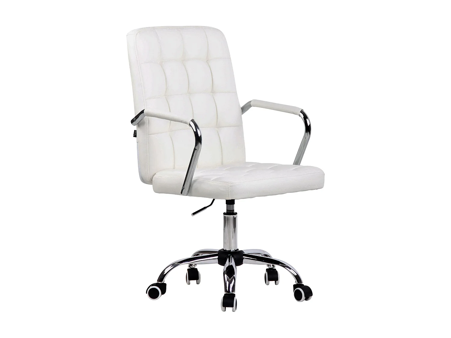 Chaise de bureau - Similicuir & Métal chromé - Blanc - Terni