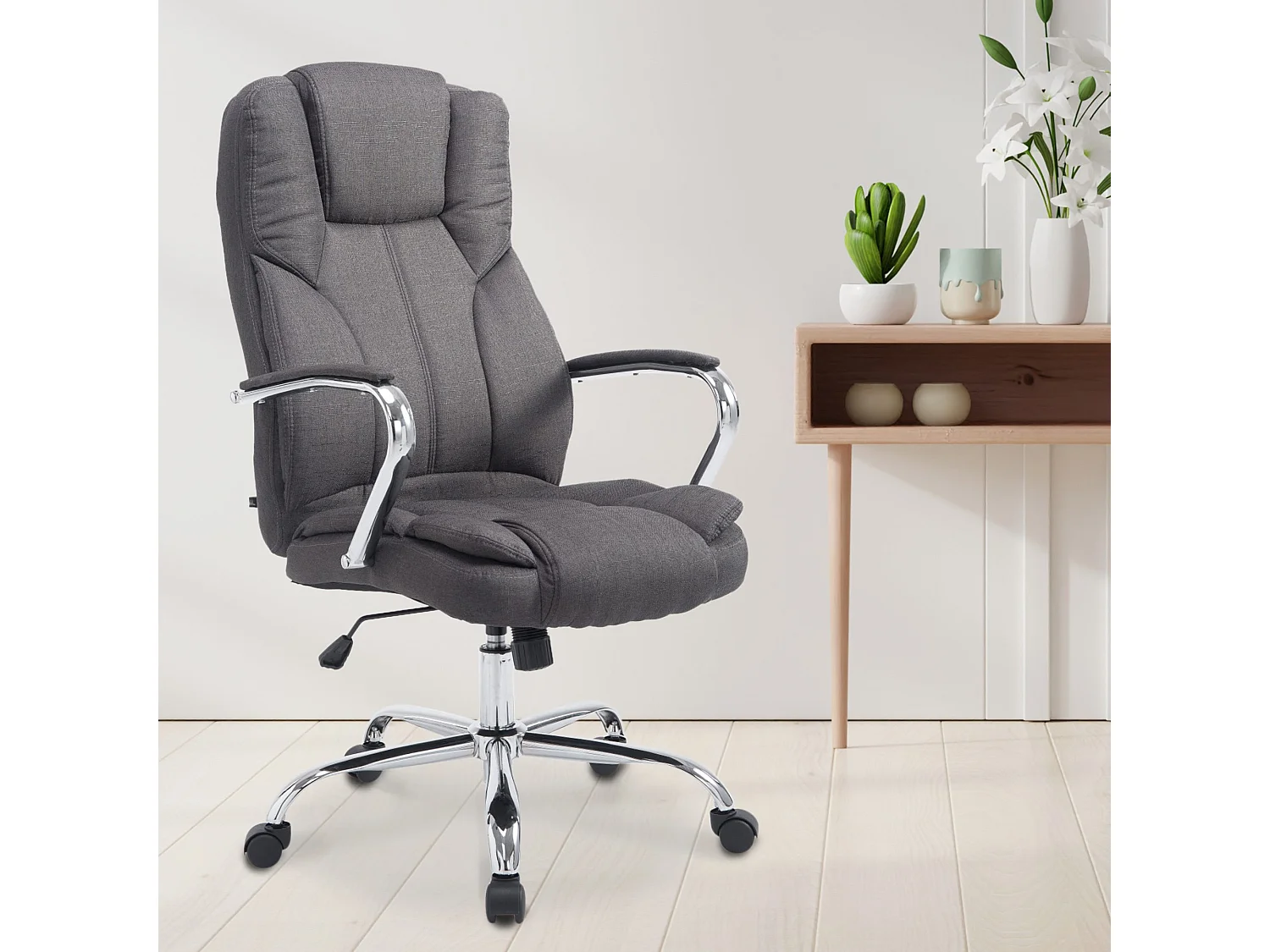 Bureaustoel - Stof & wit - donkergrijs - XXL Xanthos