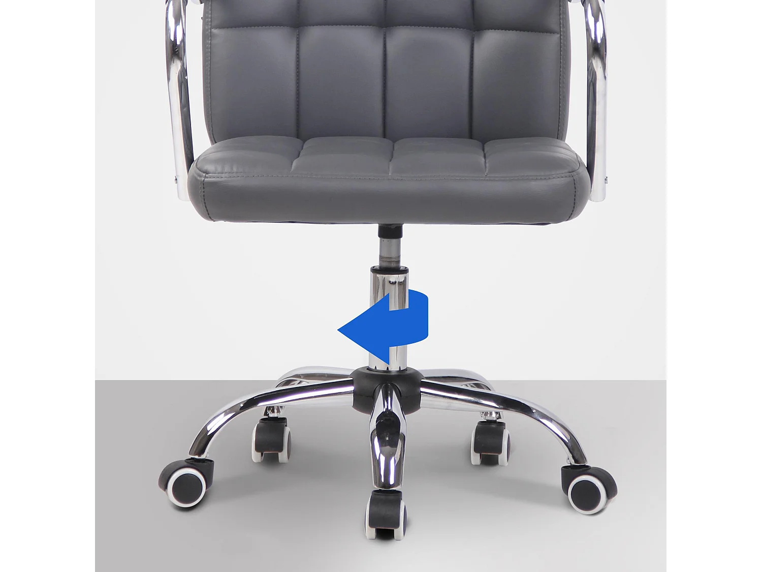 Chaise de bureau - Similicuir & Métal chromé - Gris - Terni