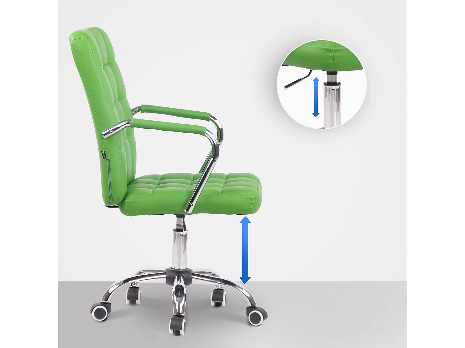 Chaise de bureau - Similicuir & Métal chromé - Vert - Terni