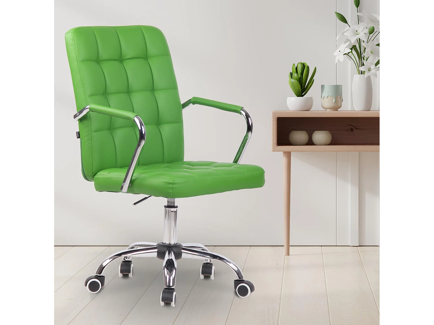 Chaise de bureau - Similicuir & Métal chromé - Vert - Terni