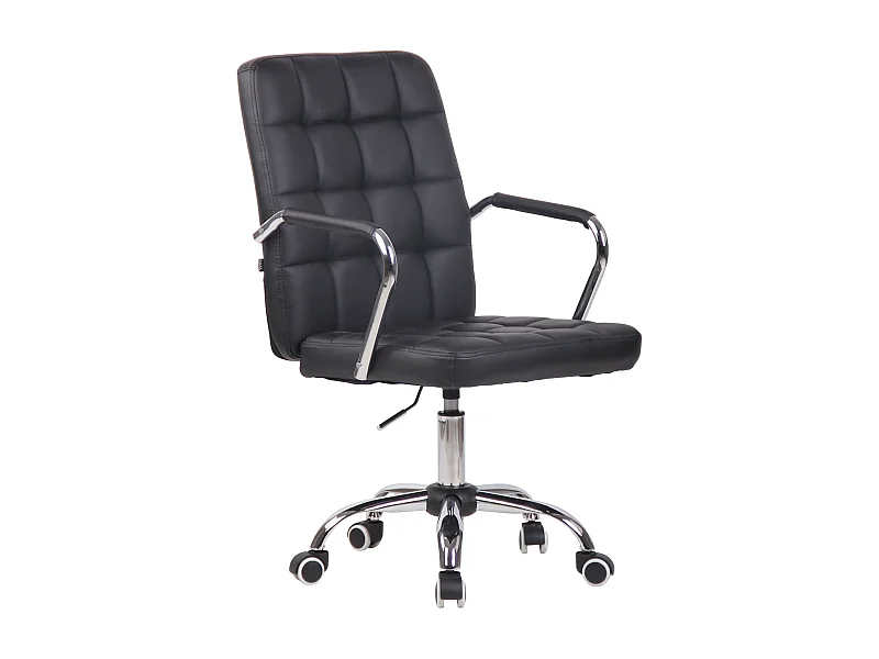 Bürostuhl - Kunstleder & Metall in Chromoptik - schwarz - Terni