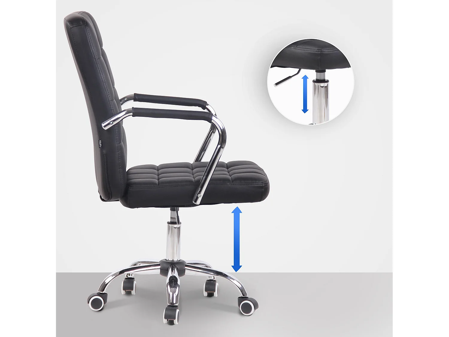 Bürostuhl - Kunstleder & Metall in Chromoptik - schwarz - Terni