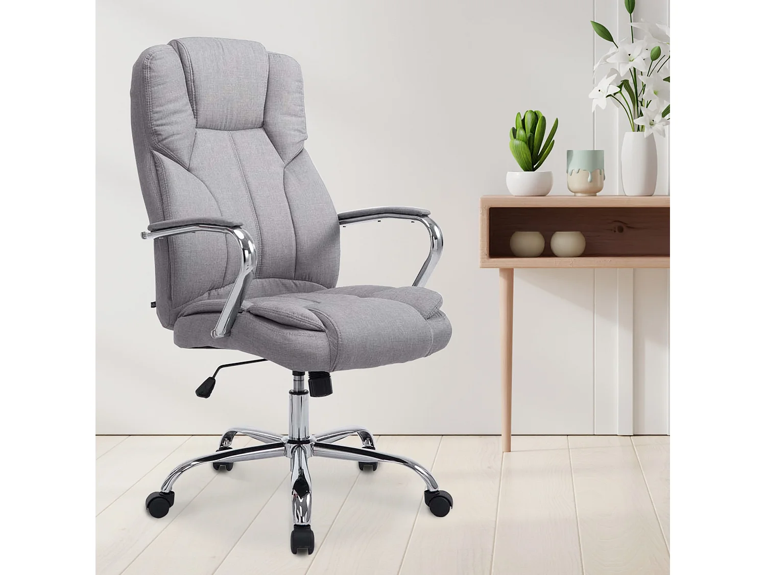 Bureaustoel - Stof & wit - grijs - XXL Xanthos