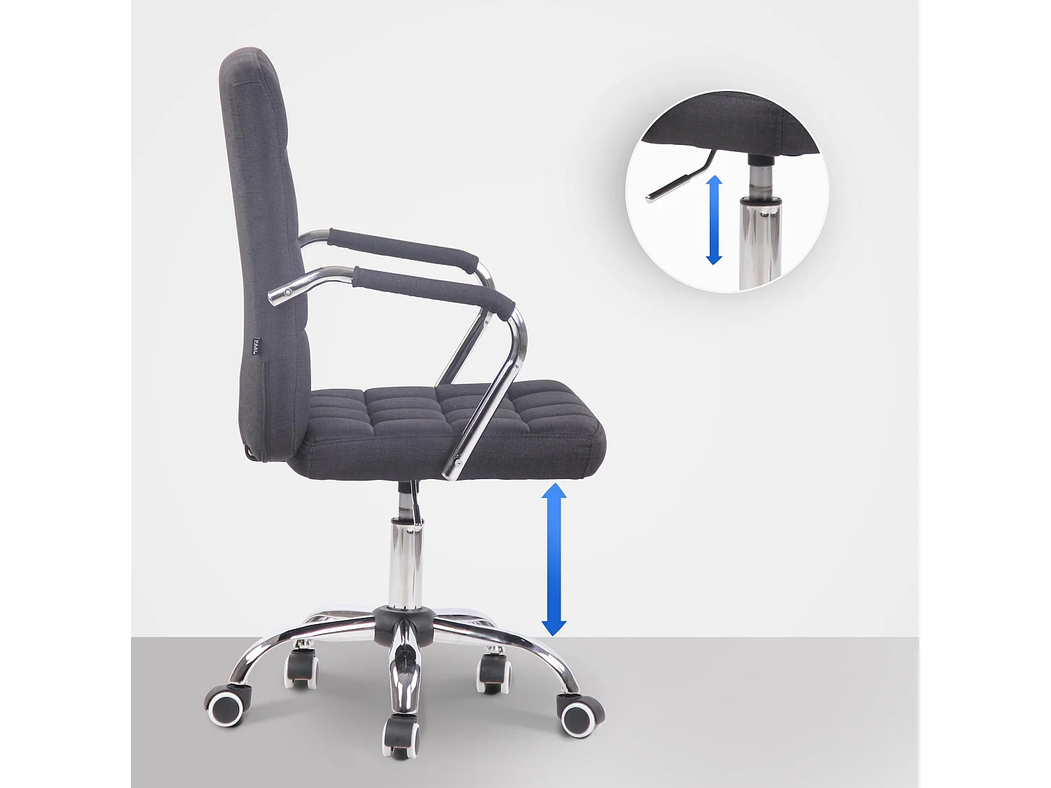 Chaise de bureau - Tissu & Métal chromé - Noir - Terni