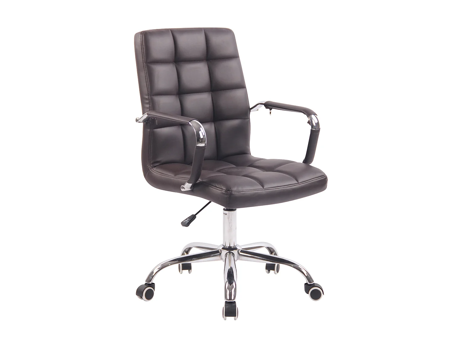 Chaise de bureau - Similicuir & Métal chromé - Marron - Deli