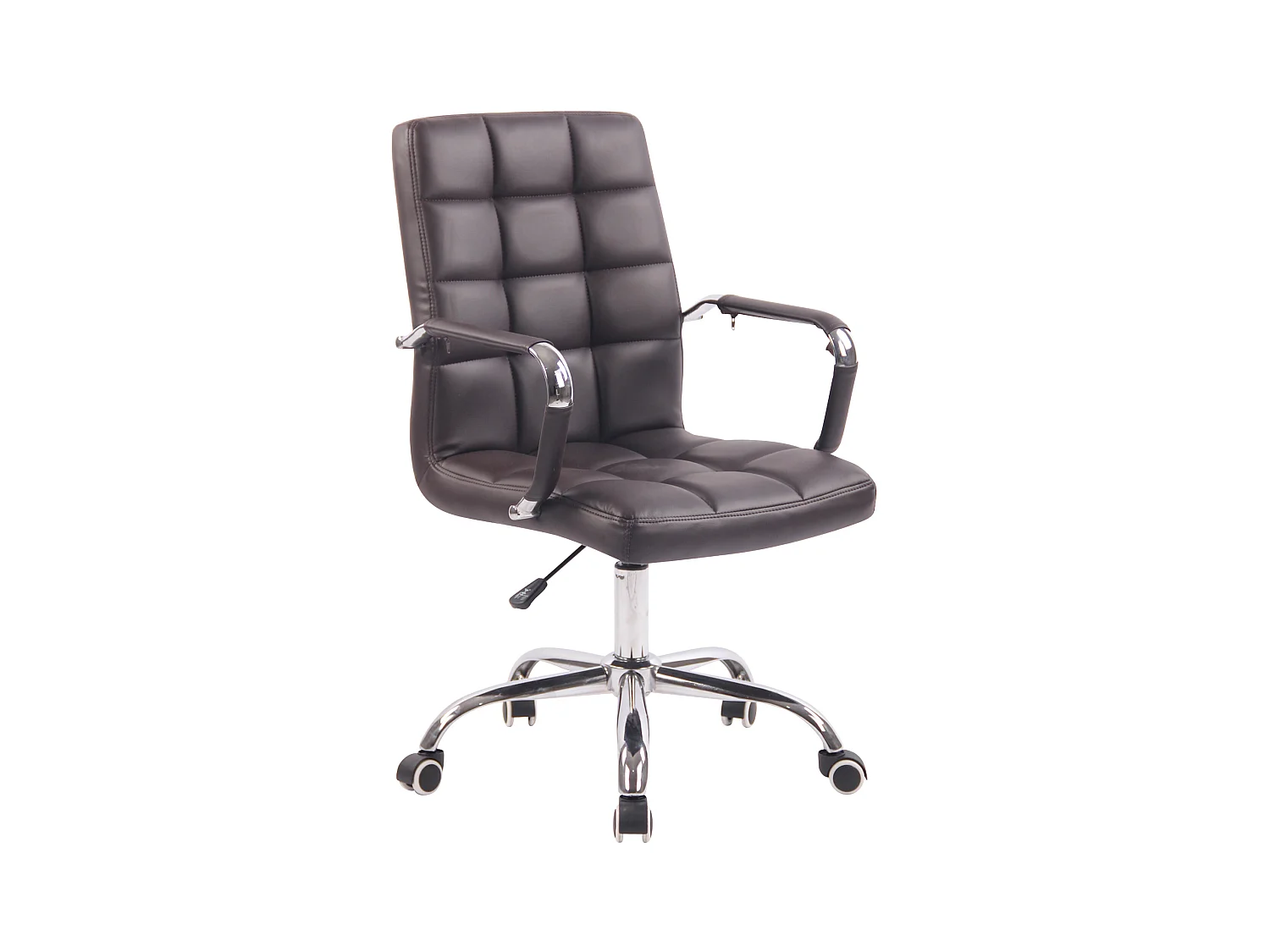 Chaise de bureau - Similicuir & Métal chromé - Marron - Deli