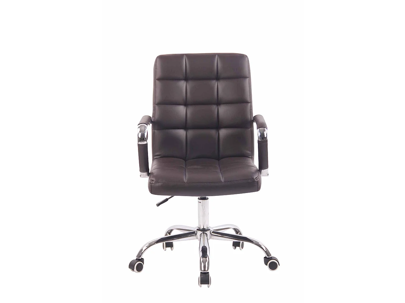 Chaise de bureau - Similicuir & Métal chromé - Marron - Deli