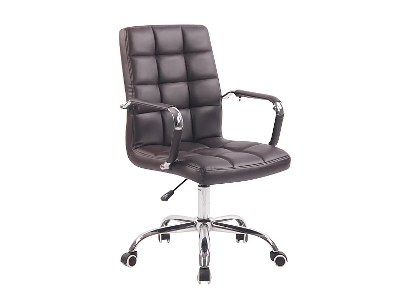 Chaise de bureau - Similicuir & Métal chromé - Marron - Deli