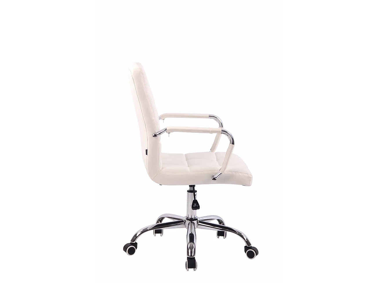 Chaise de bureau - Similicuir & Métal chromé - Blanc - Deli
