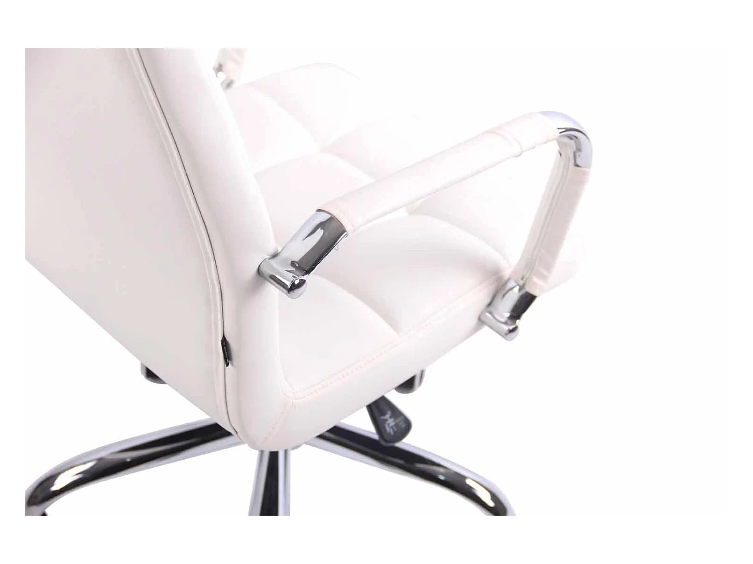 Chaise de bureau - Similicuir & Métal chromé - Blanc - Deli