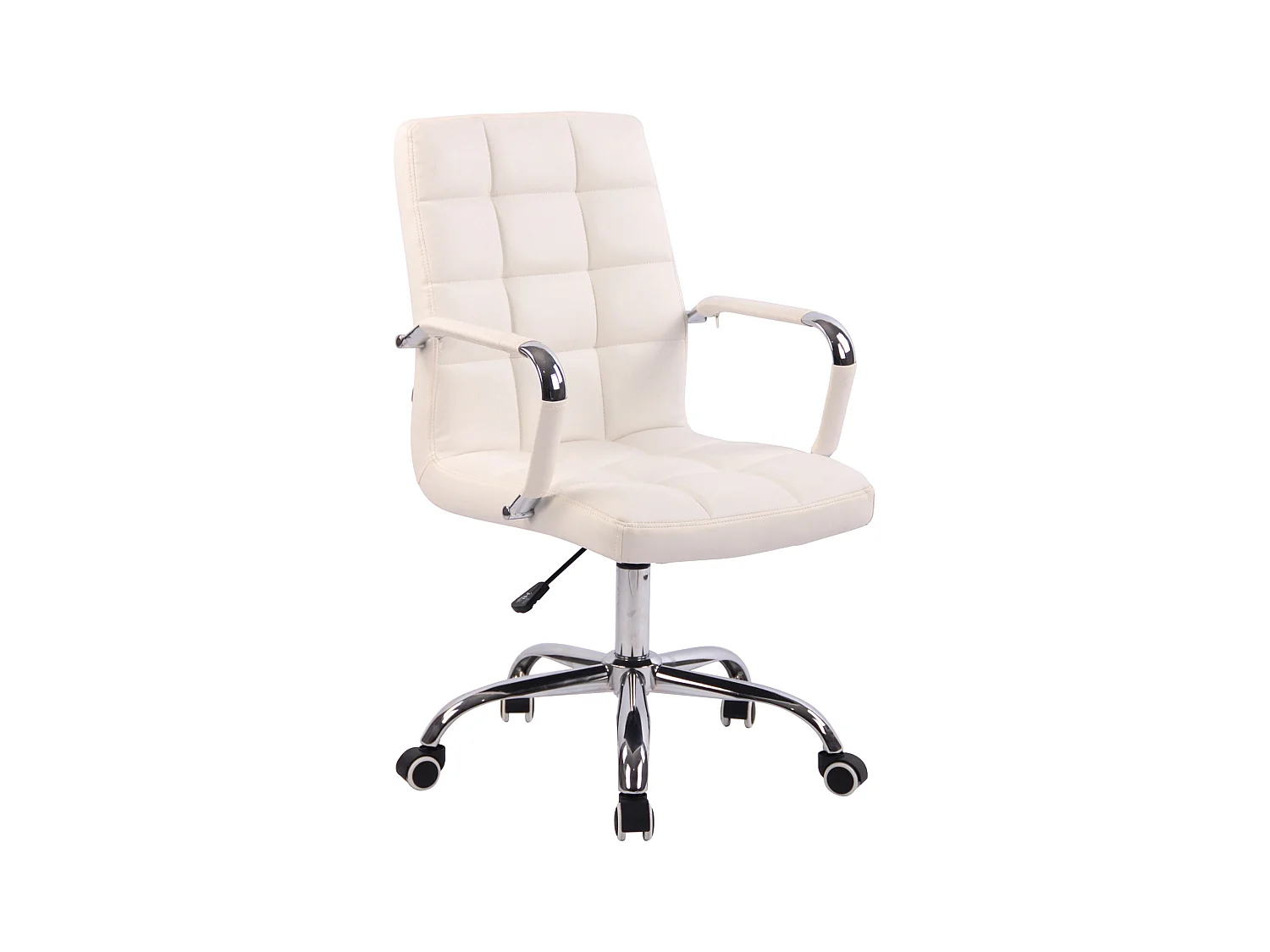Chaise de bureau - Similicuir & Métal chromé - Blanc - Deli