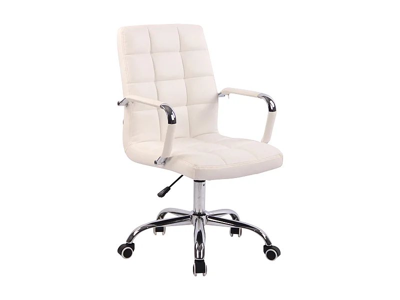 Chaise de bureau - Similicuir & Métal chromé - Blanc - Deli