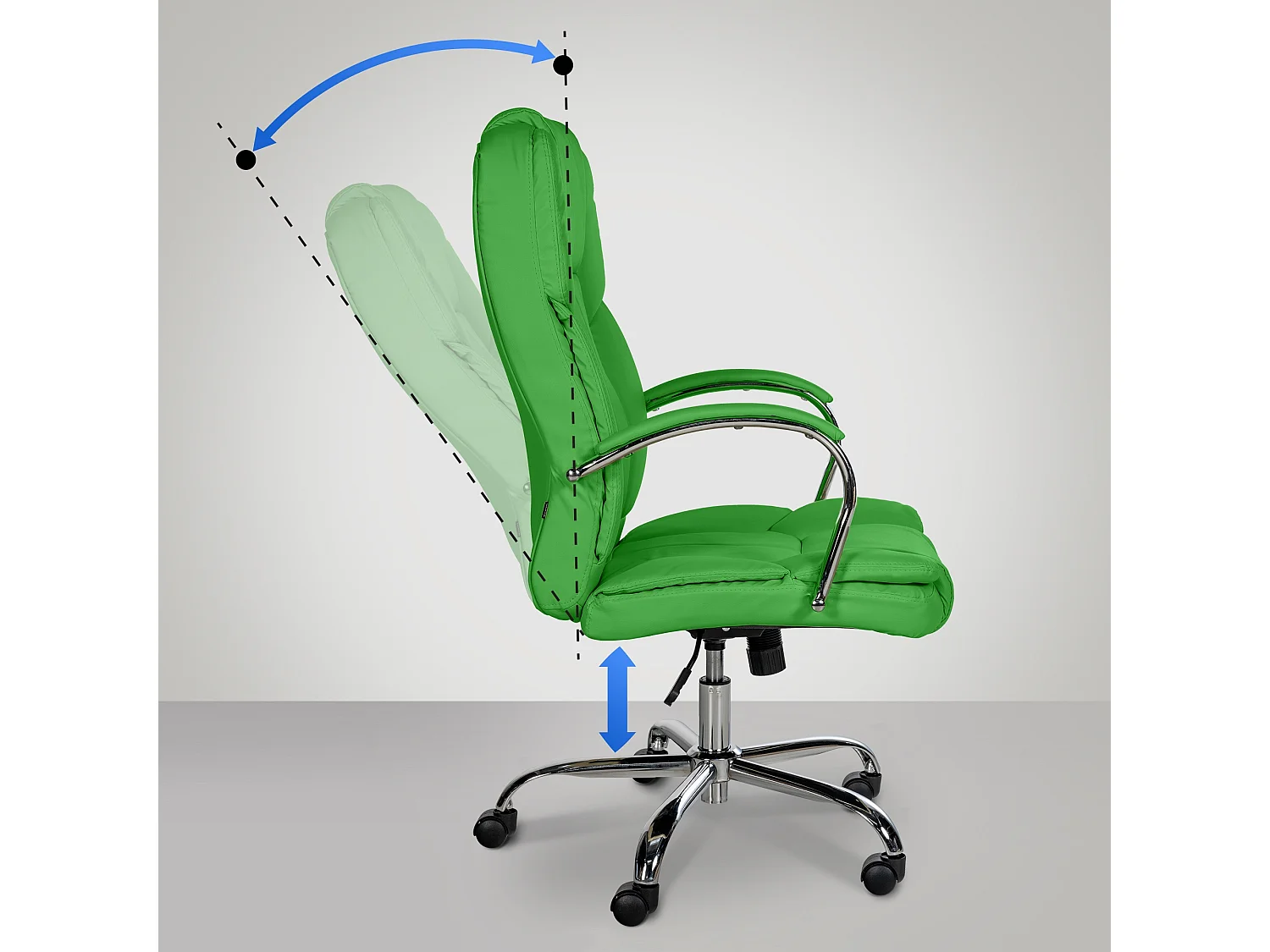 Chaise de bureau - Similicuir & Métal chromé - Vert - XXL Xanthos