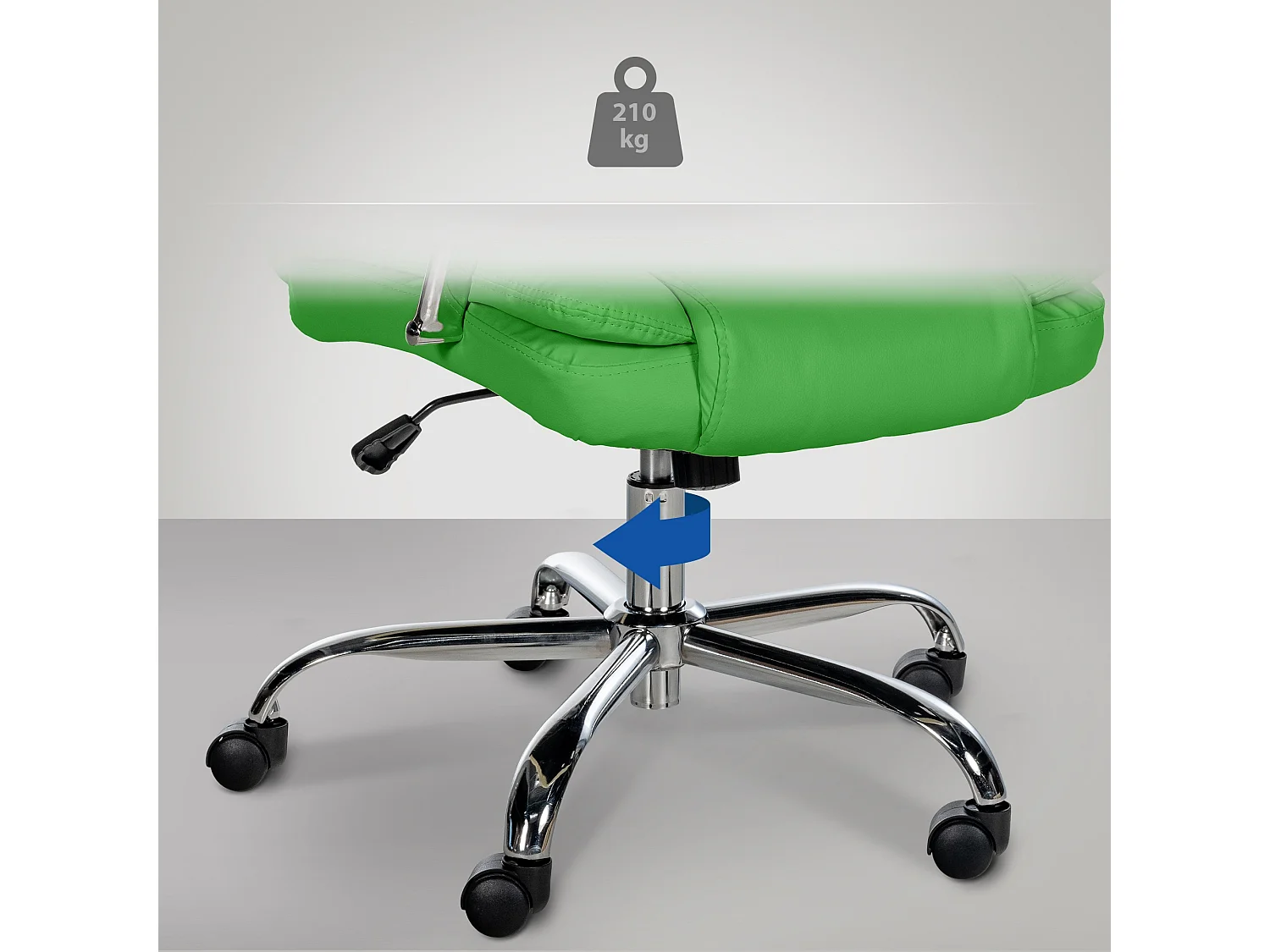 Chaise de bureau - Similicuir & Métal chromé - Vert - XXL Xanthos