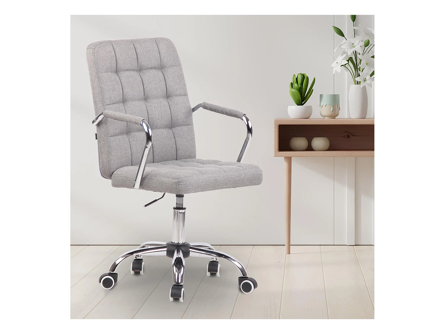 Sedia da ufficio - Tessuto & Metallo in look cromato - grigio - Terni