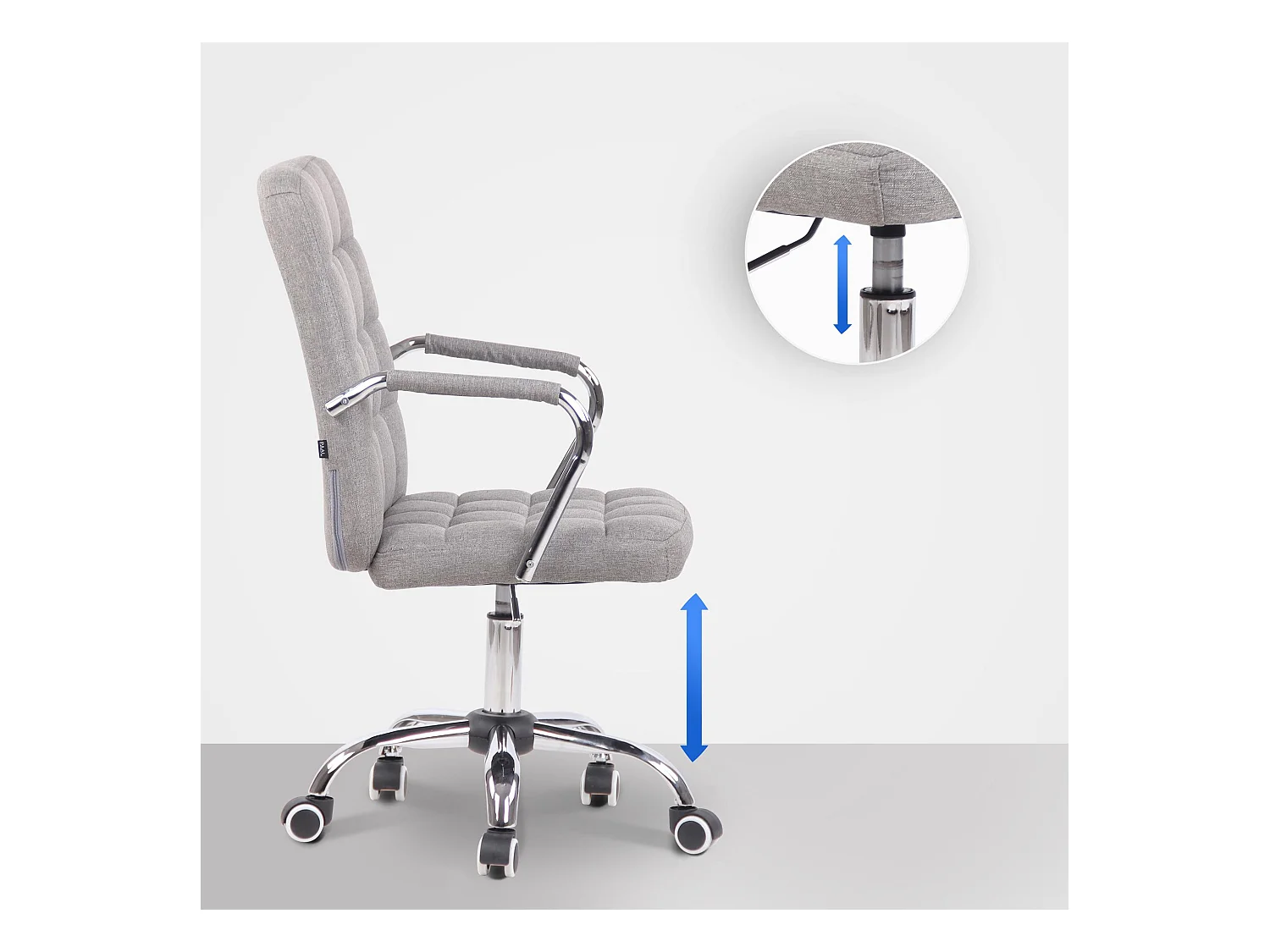 Sedia da ufficio - Tessuto & Metallo in look cromato - grigio - Terni