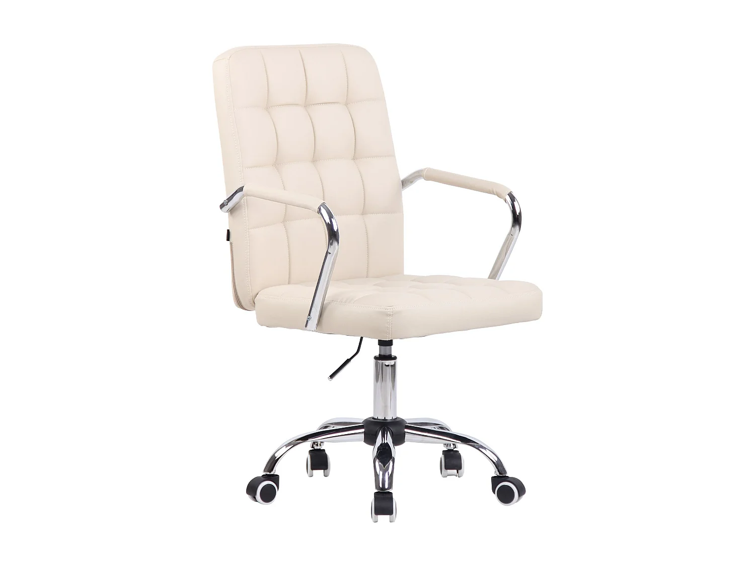 Chaise de bureau - Similicuir & Métal chromé - Crème - Terni