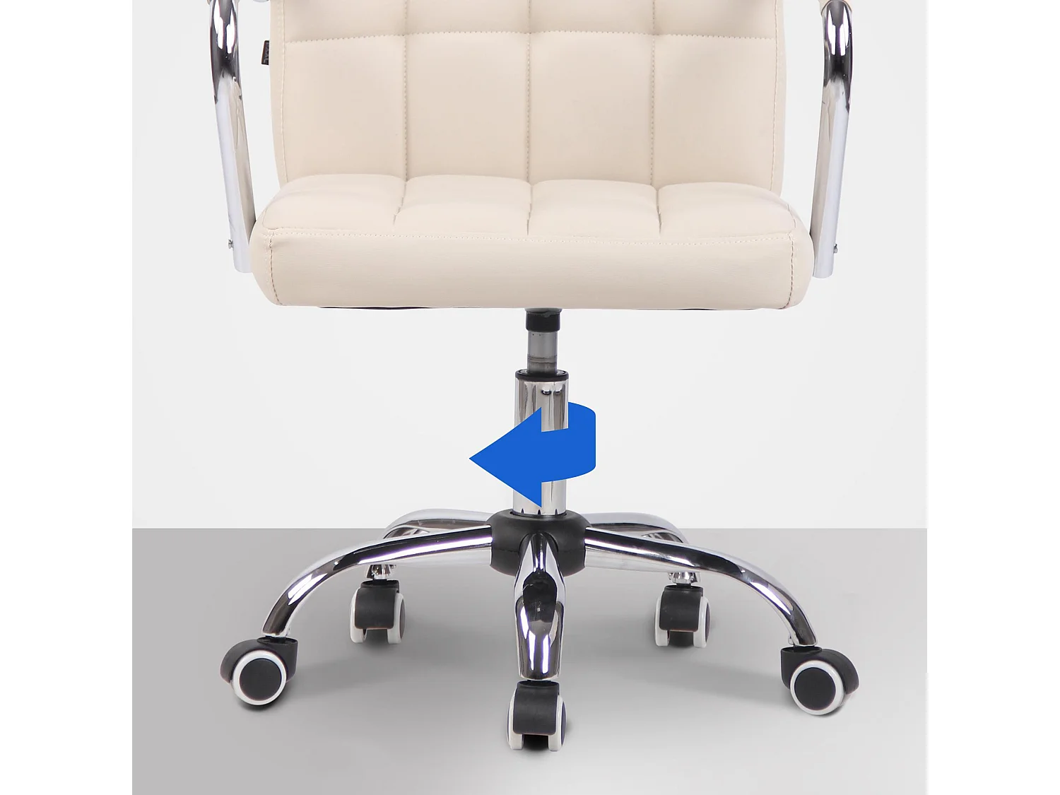 Chaise de bureau - Similicuir & Métal chromé - Crème - Terni