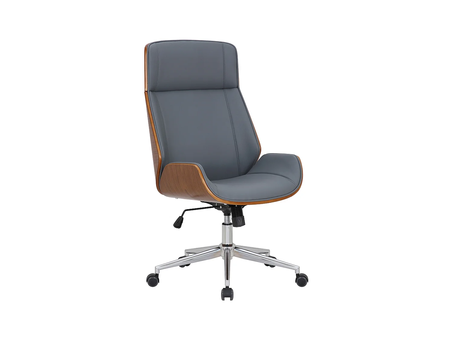 Chaise de bureau - Similicuir & Noir - Noyer / Gris - Varel
