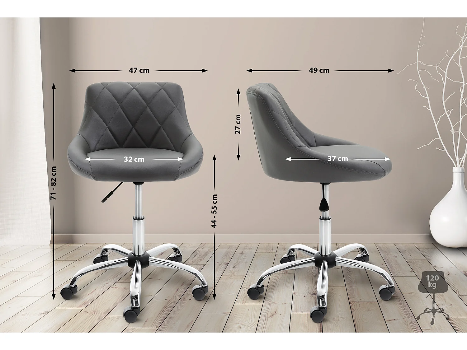 Chaise de bureau - Similicuir & Métal chromé - Lazio