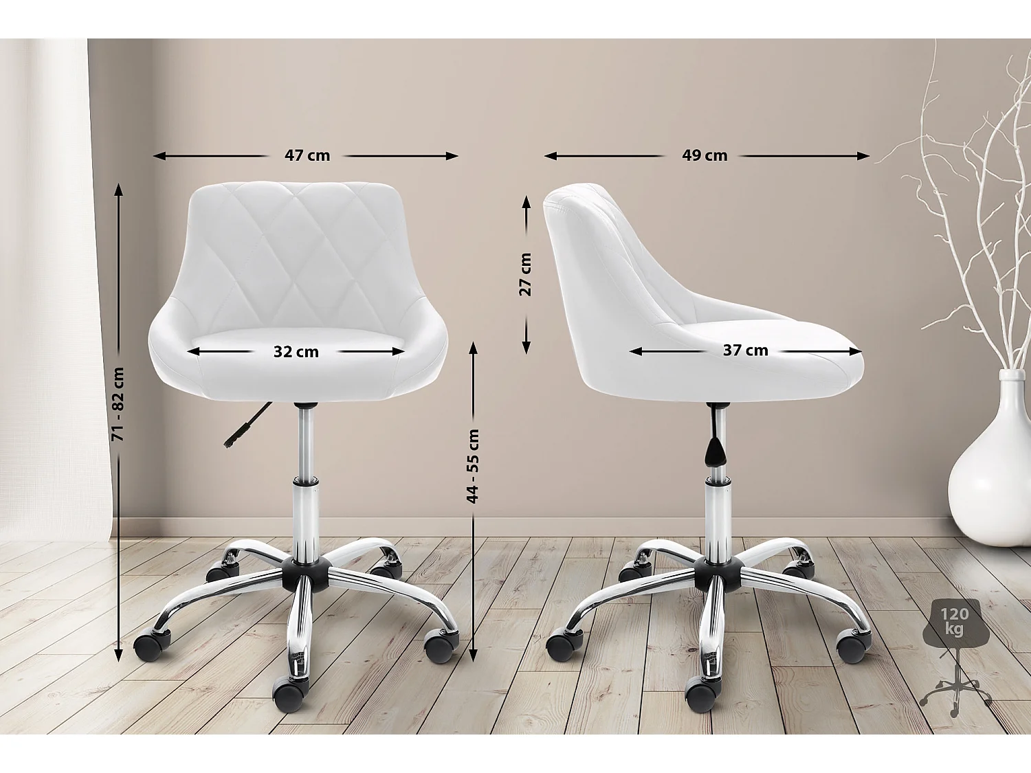 Chaise de bureau - Similicuir & Métal chromé - Lazio