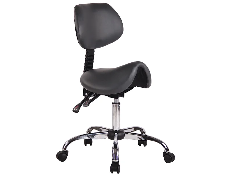 Bürohocker - Kunstleder & Metall in Chromoptik - grau - Stuttgart