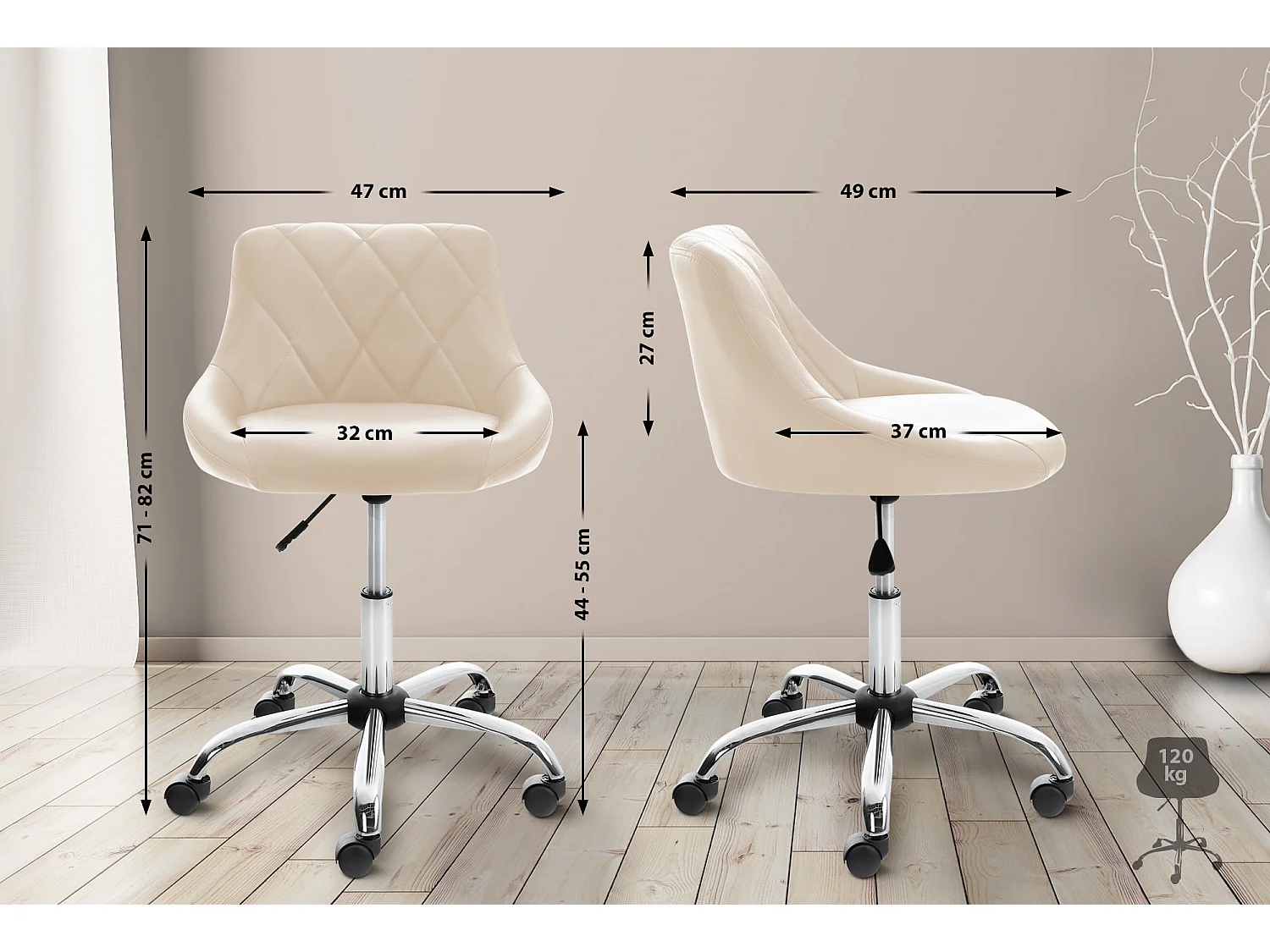 Chaise de bureau - Similicuir & Métal chromé - Lazio