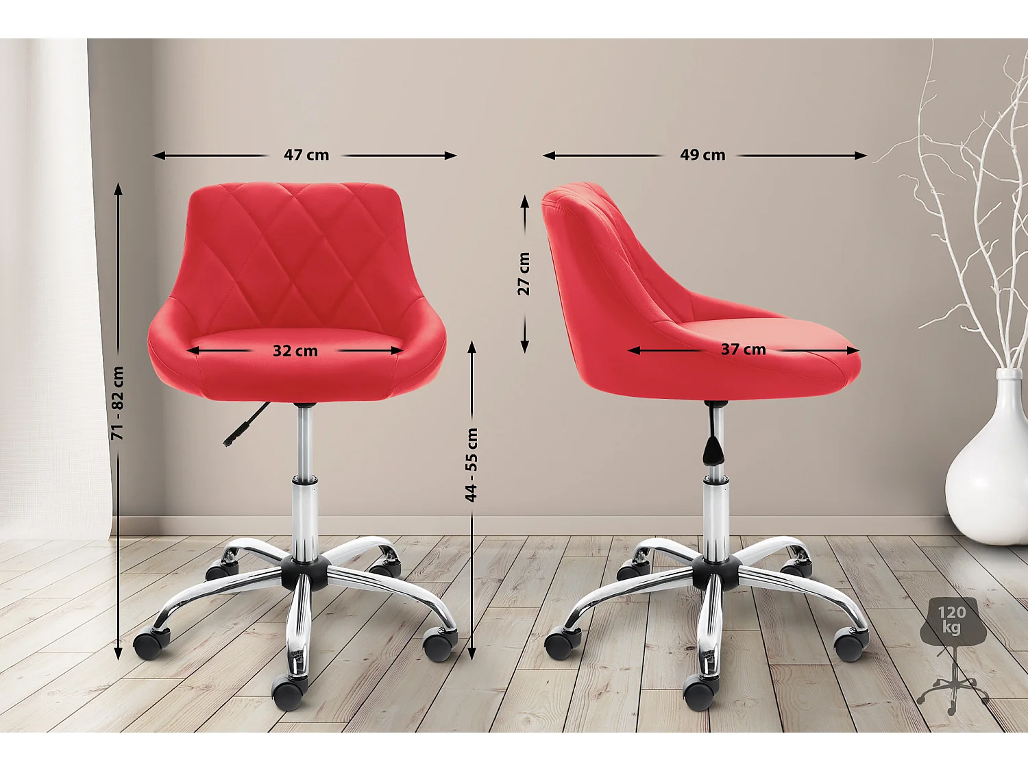 Kantoorkruk - Kunstleer - rood - Lazio