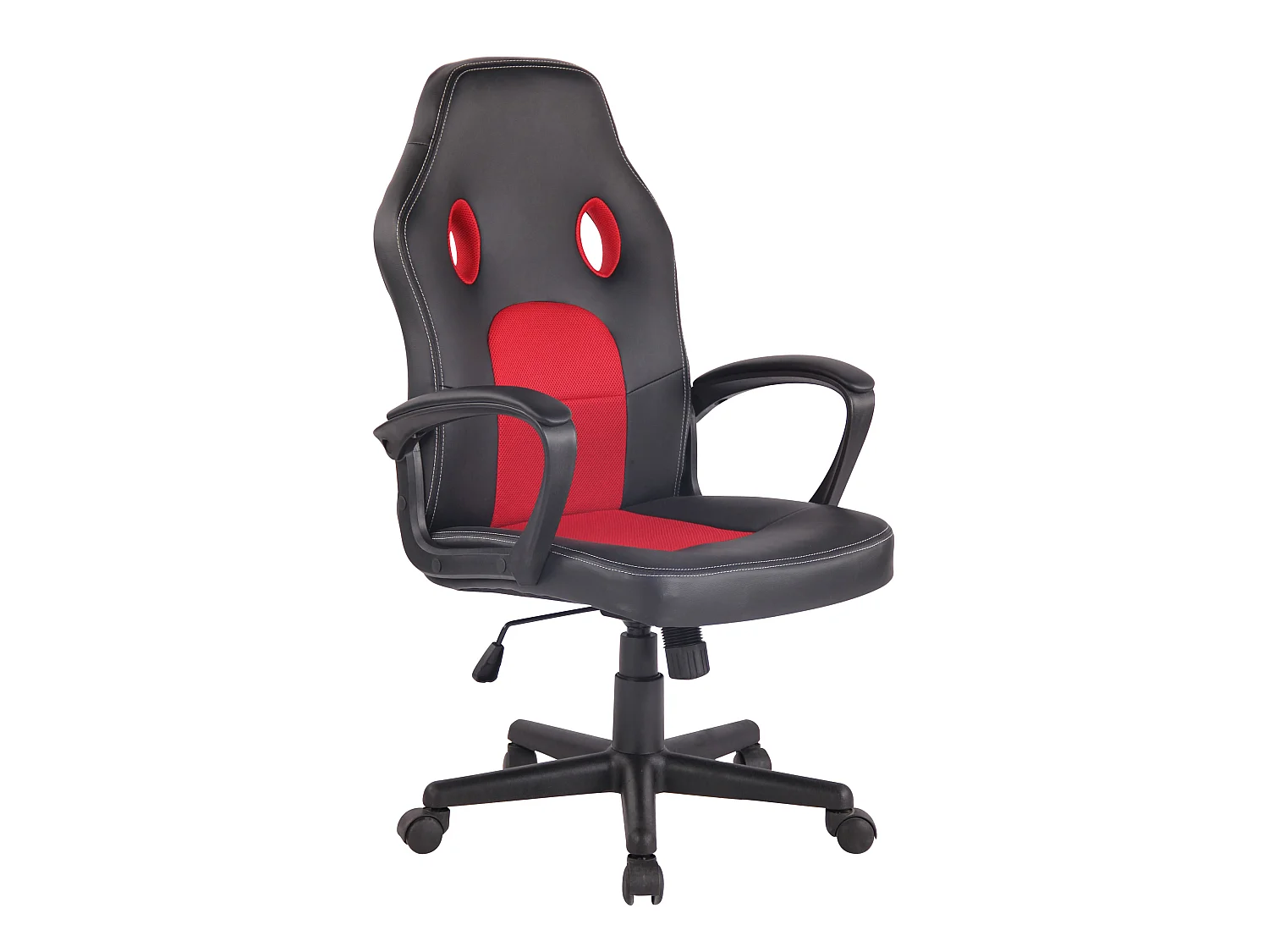Chaise de bureau - Similicuir & Plastique - Noir / Rouge - Elbing