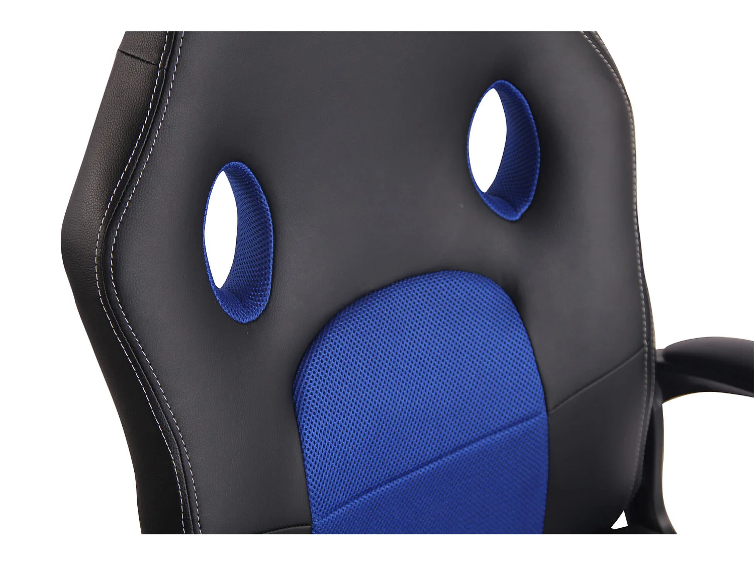 Chaise de bureau - Similicuir & Chrome - Noir / Bleu - Elbing