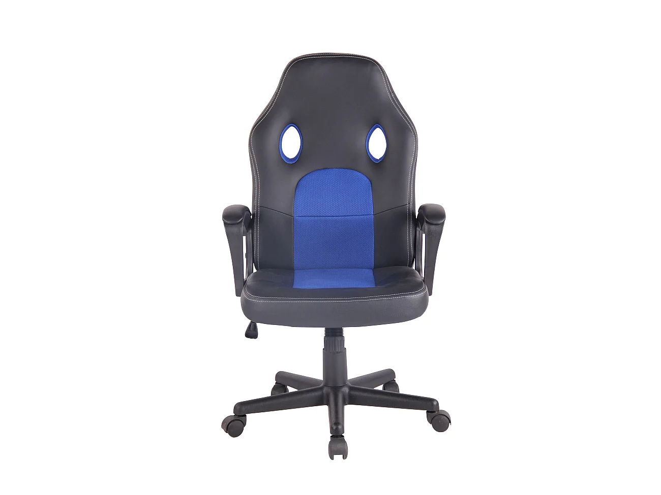 Chaise de bureau - Similicuir & Chrome - Noir / Bleu - Elbing