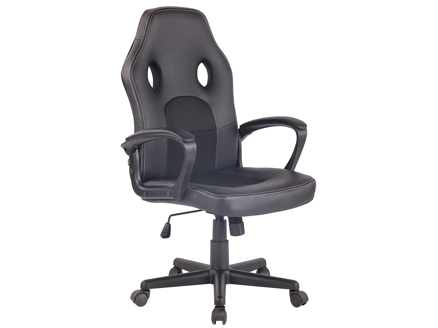 Chaise de bureau - Similicuir & Chrome - Noir / Noir - Elbing